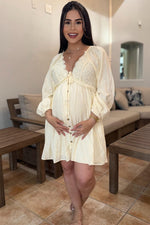 Beige Crochet Lace Button Front Maternity Maxi Dress by PinkBlush (view 29 of 30)