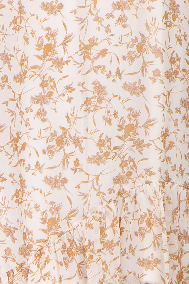Ivory Floral Chiffon Ruffle Maternity Maxi Dress by PinkBlush at Everetts Place
