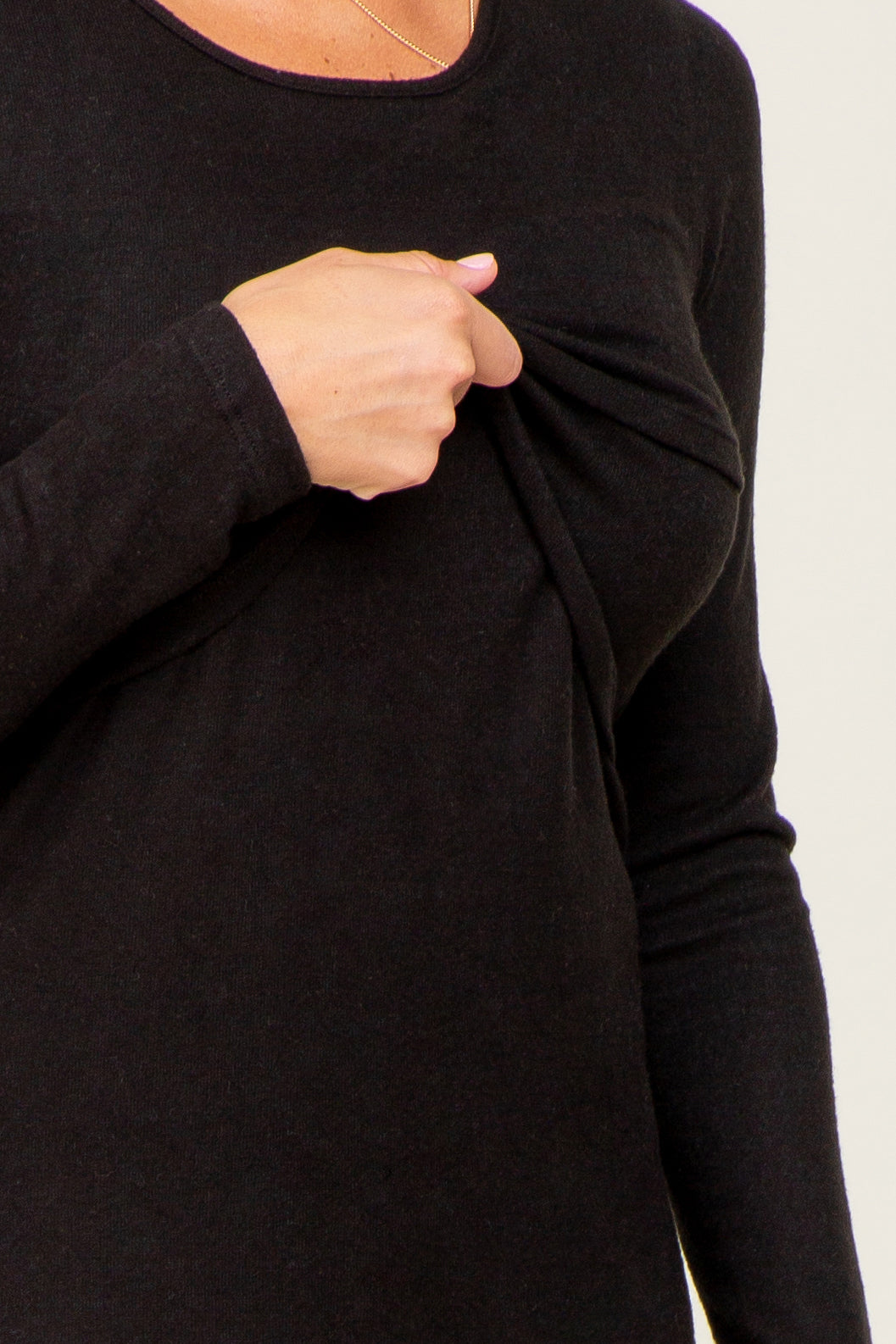 Black Brushed Knit Long Sleeve Wrap Nursing Dress by PinkBlush at Everetts Place