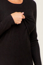 Black Brushed Knit Long Sleeve Wrap Nursing Dress by PinkBlush at Everetts Place