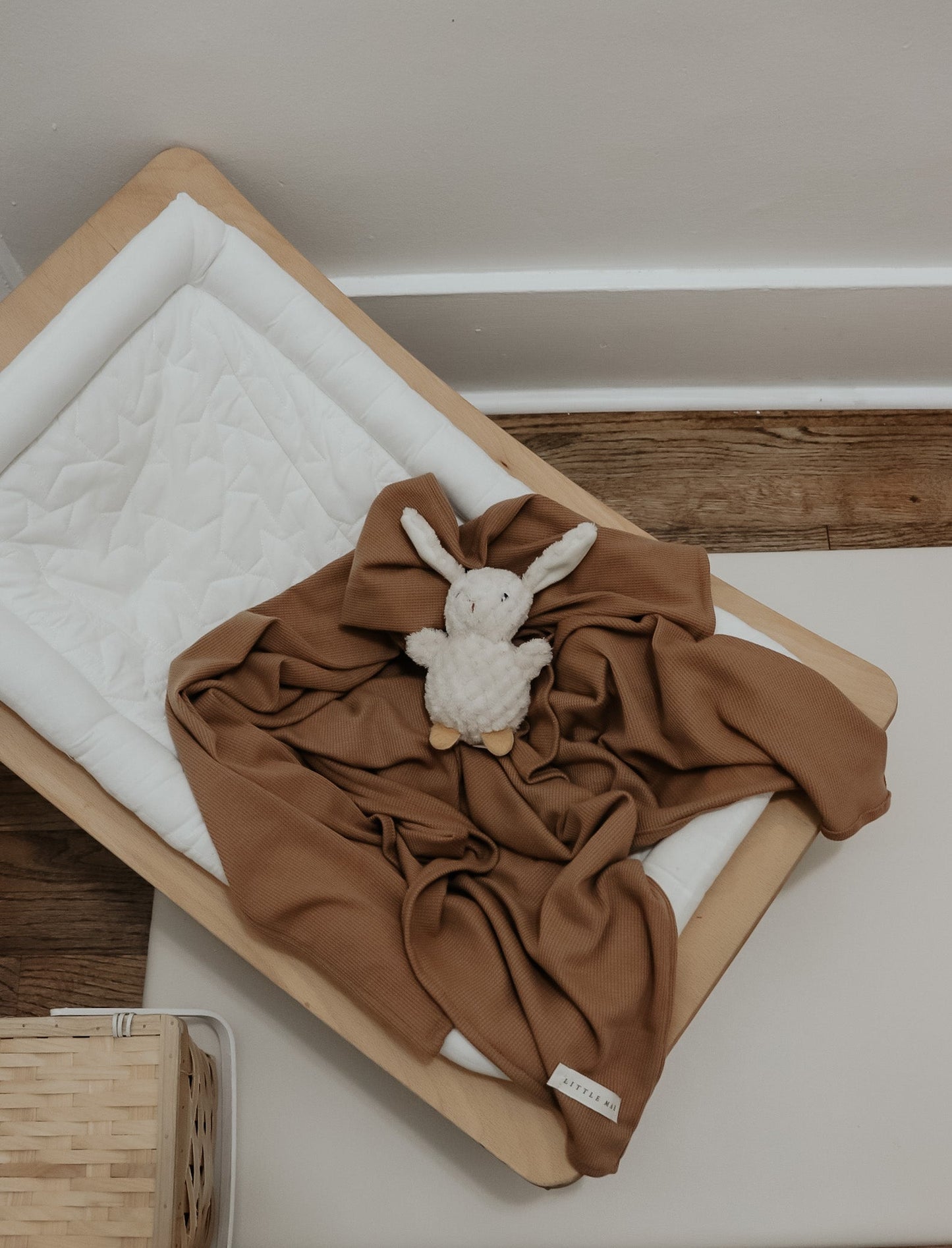Caramel Waffle Knit Baby Blanket Cozy Fall Snuggle Time Little Mae & Co Everetts Place: Online Boutique 29.99