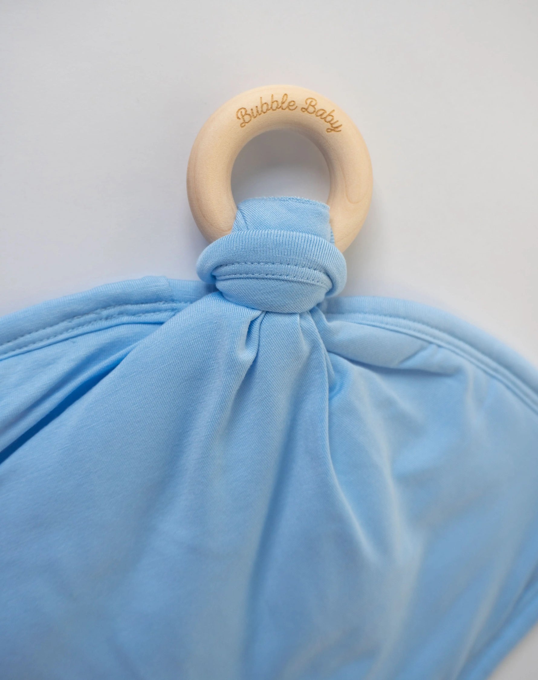 Sky Sprig Quilted Lovey With Detachable Wooden Ring 10x10 Baby Soother Bubble Baby 