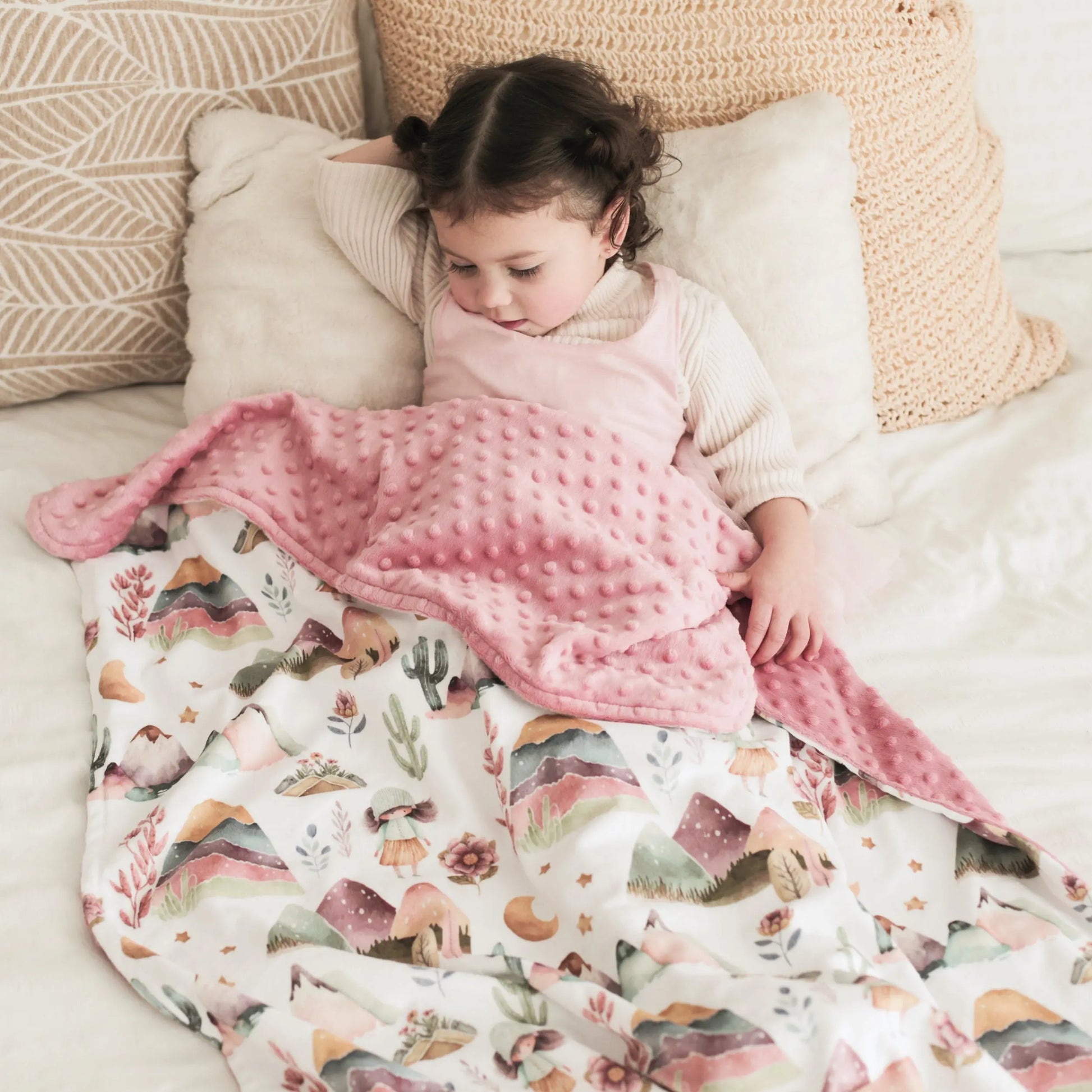 Baby Minky Blanket Dreamland Boho Design Soft Plush Fabric Honey Lemonade