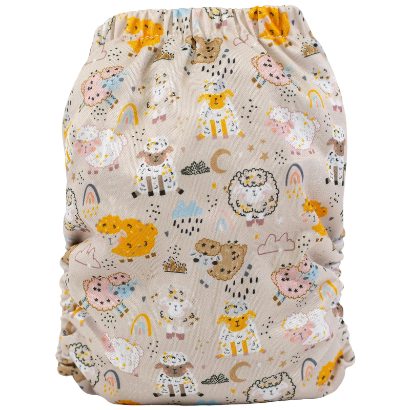Slim Fit Pocket Cloth Diaper with printed design, user-friendly snaps, and lightweight material.