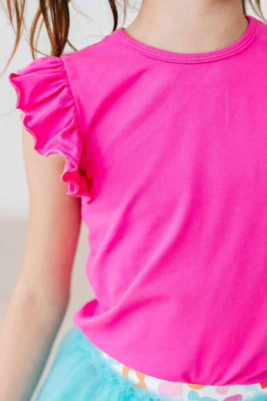 Mila & Rose ® Hot Pink Short Sleeve Ruffle Tee Mila and Rose Girls - Apparel & Accessories > Clothing > Clothing Tops > T-Shirts Ruffle Tee S/S
