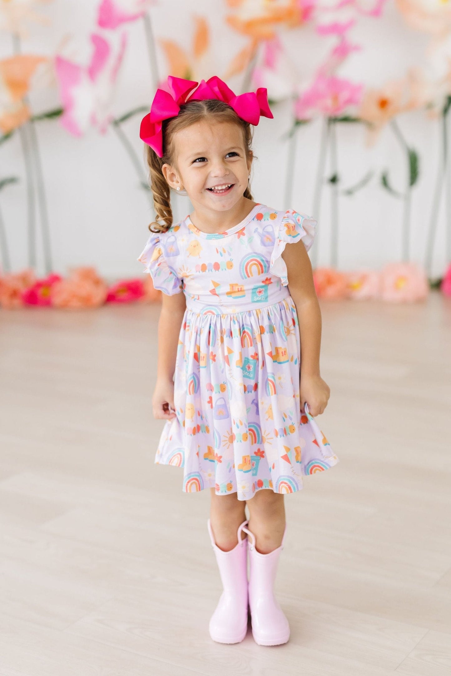 Mila & Rose ® Rainy Day Flutter Sleeve Twirl Dress for Toddlers Playtime - Apparel & Accessories > Clothing > Dresses Twirl Dress Flutter