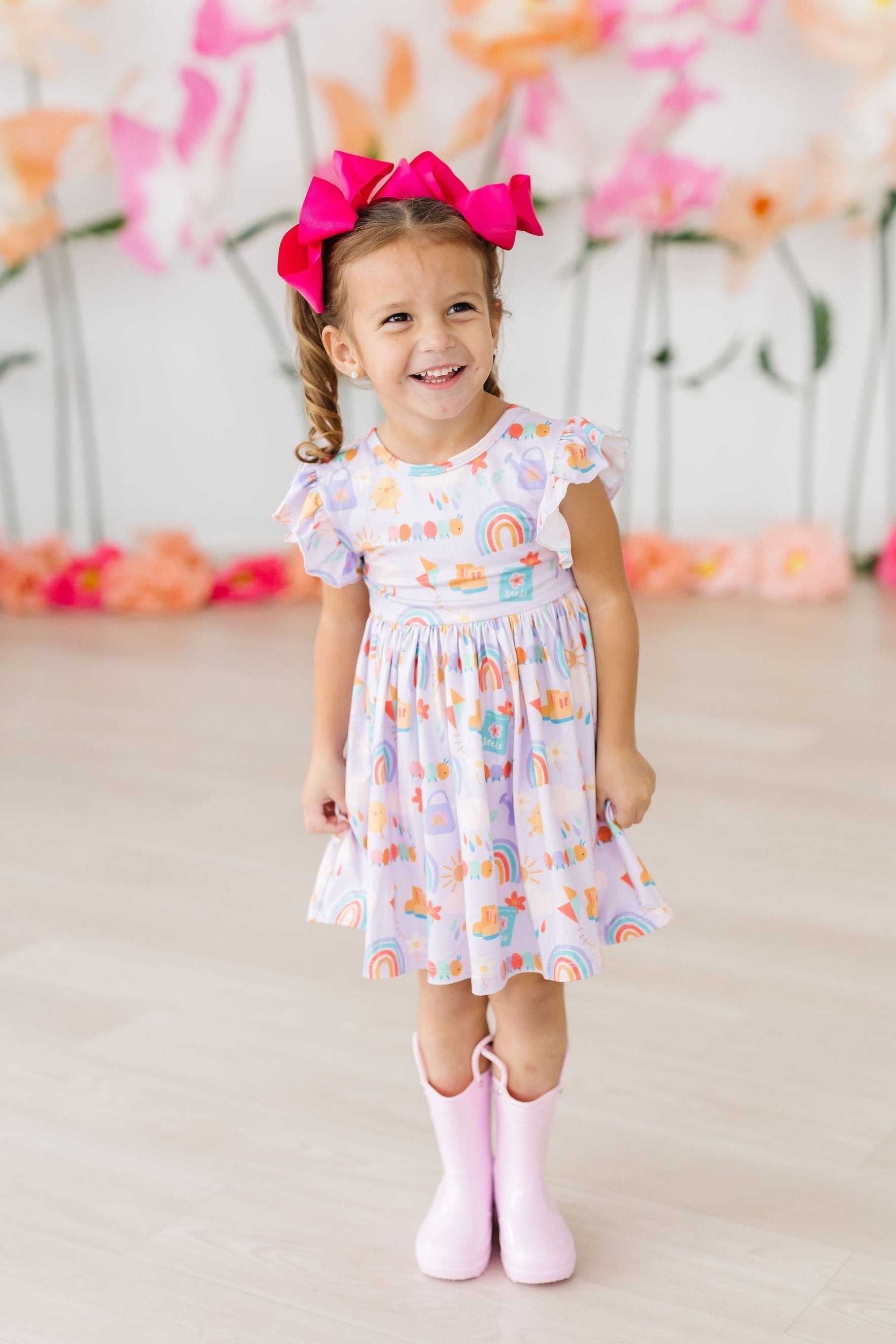 Mila & Rose ® Rainy Day Flutter Sleeve Twirl Dress for Toddlers Playtime - Apparel & Accessories > Clothing > Dresses Twirl Dress Flutter