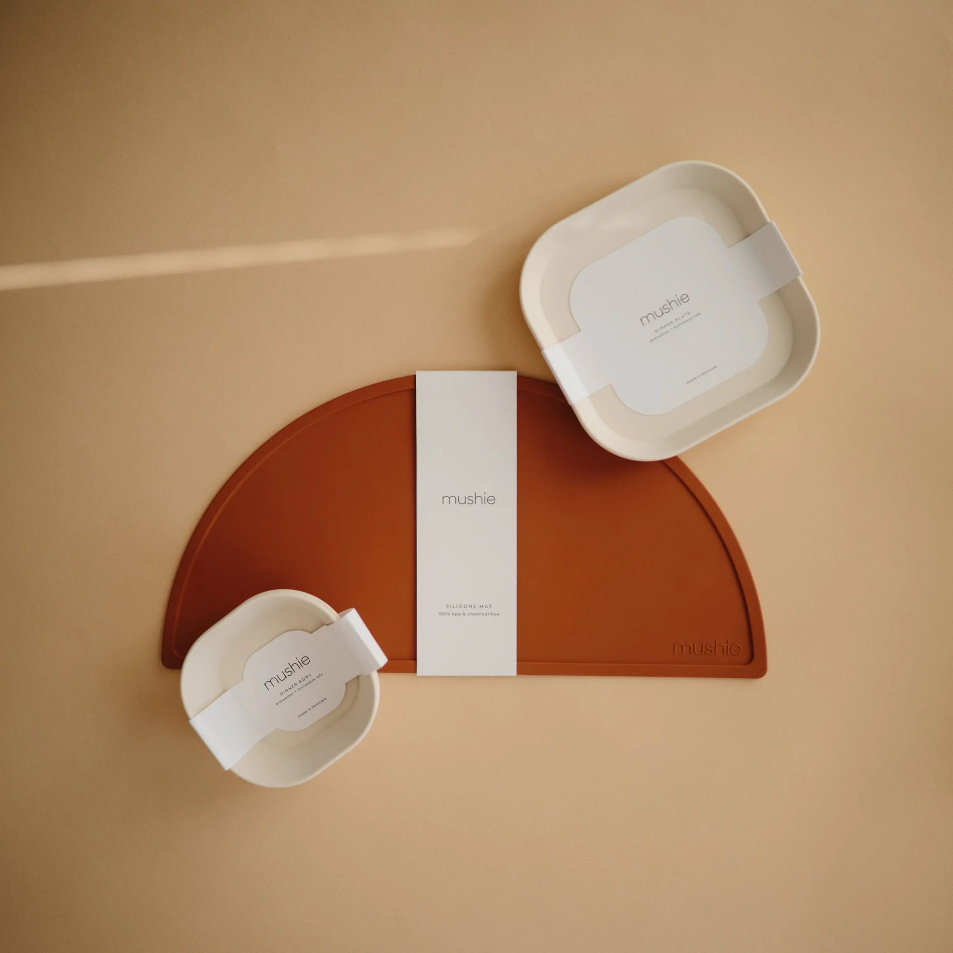 Square Dinnerware Plates for Babies BPA-Free Plastic Microwave and Dishwasher Safe Made in Denmark Mushie