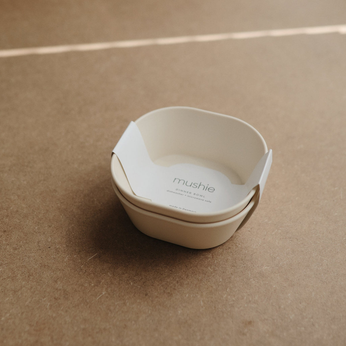 Mushie square silicone baby and toddler dinnerware bowls