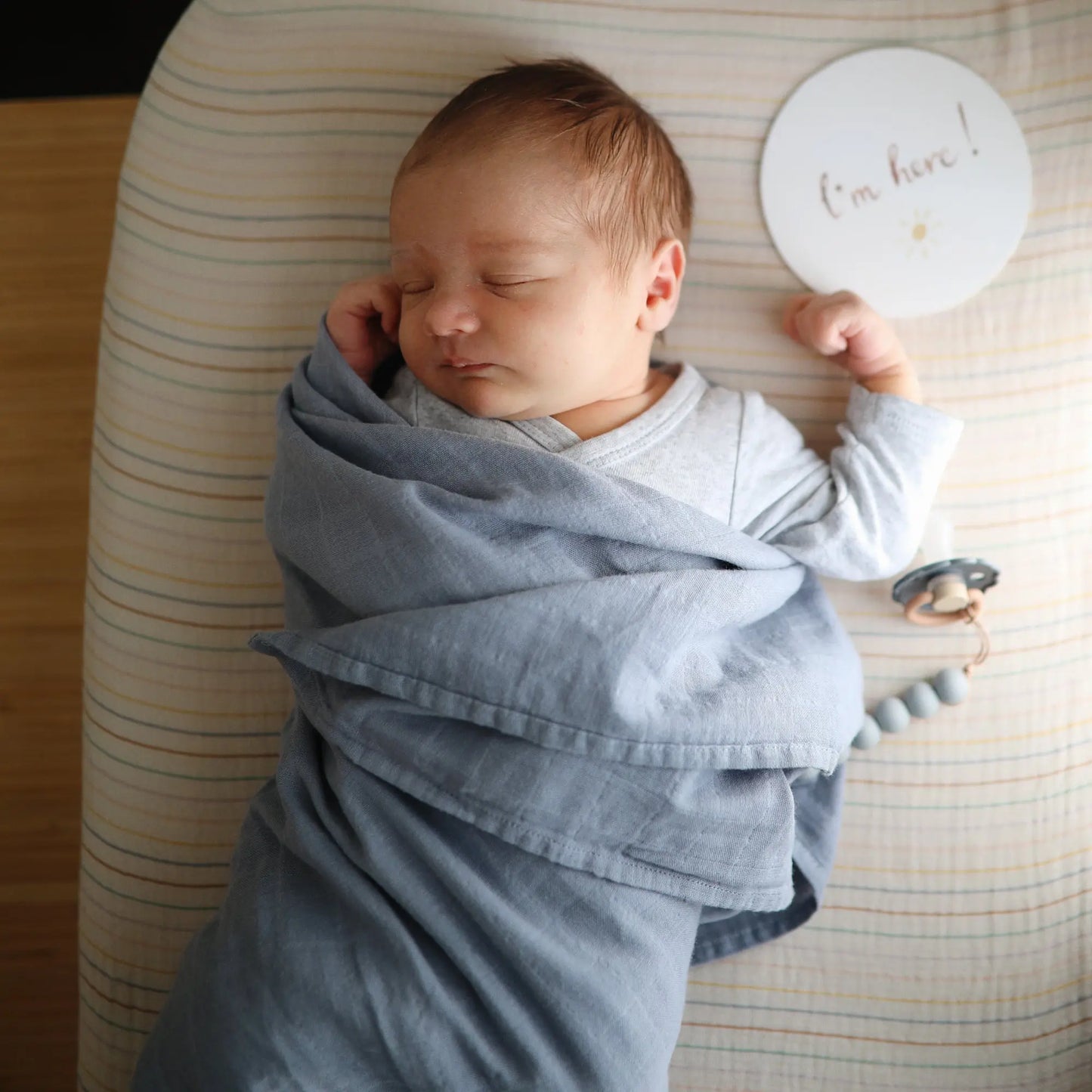 Organic Cotton Muslin Swaddle Blanket for Baby Cuddling and Nursing Mushie
