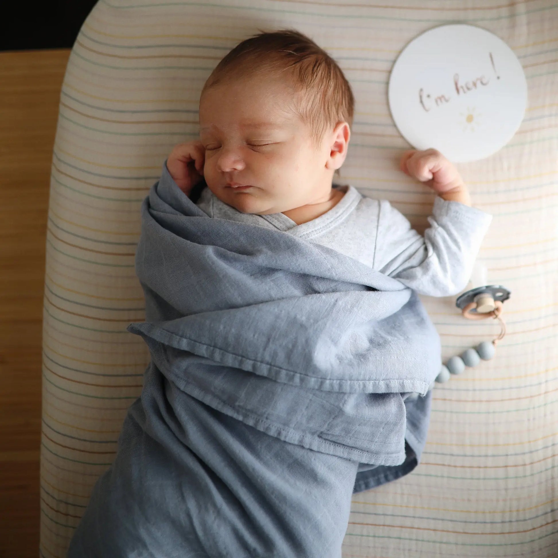 Organic Cotton Muslin Swaddle Blanket for Baby Cuddling and Nursing Mushie