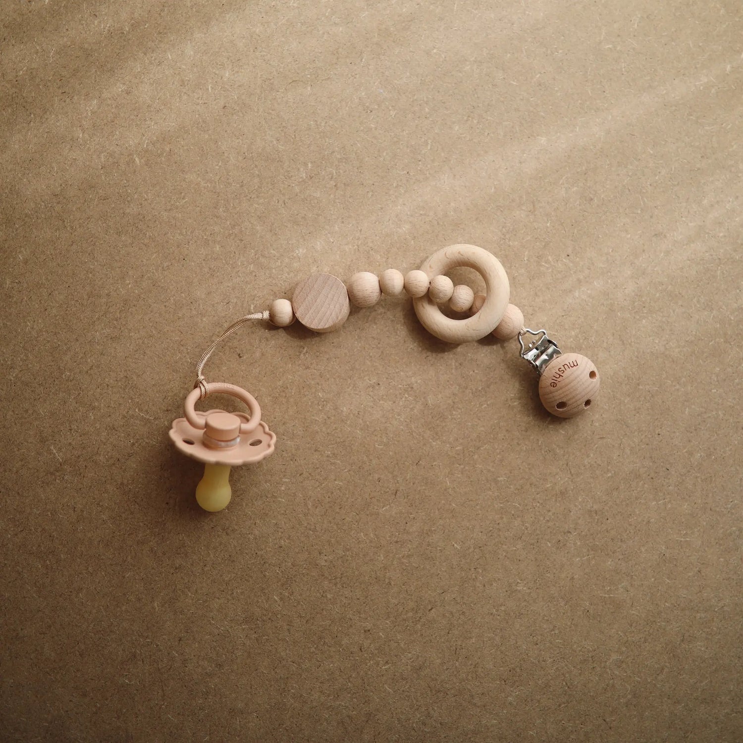 Mushie Silicone Pacifier Clip Mila Durable Food Grade Silicone and Natural Wood - Baby & Toddler > Baby Health > Pacifier Clips & Holders Pacifier Clip