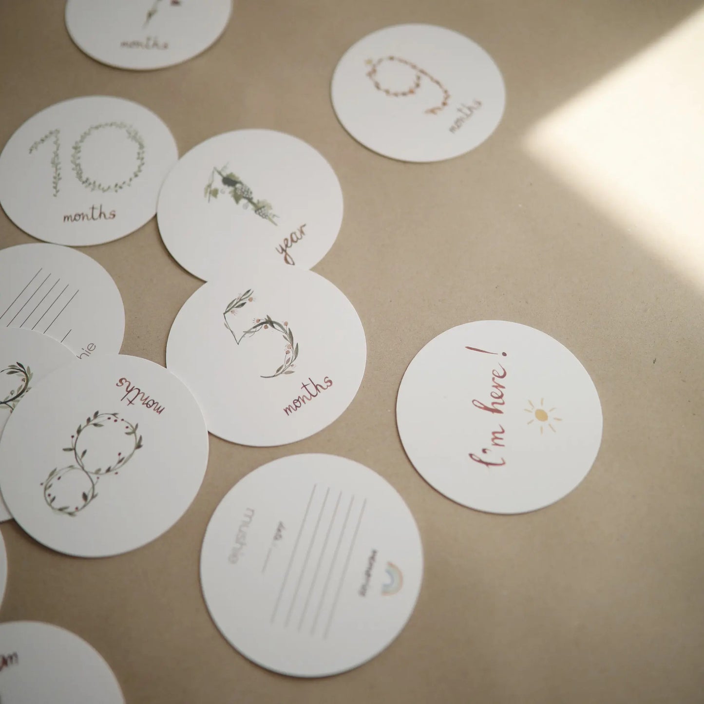 Milestone Cards for Newborn Baby Growth Documenting with Illustrated Watercolor Designs Mushie