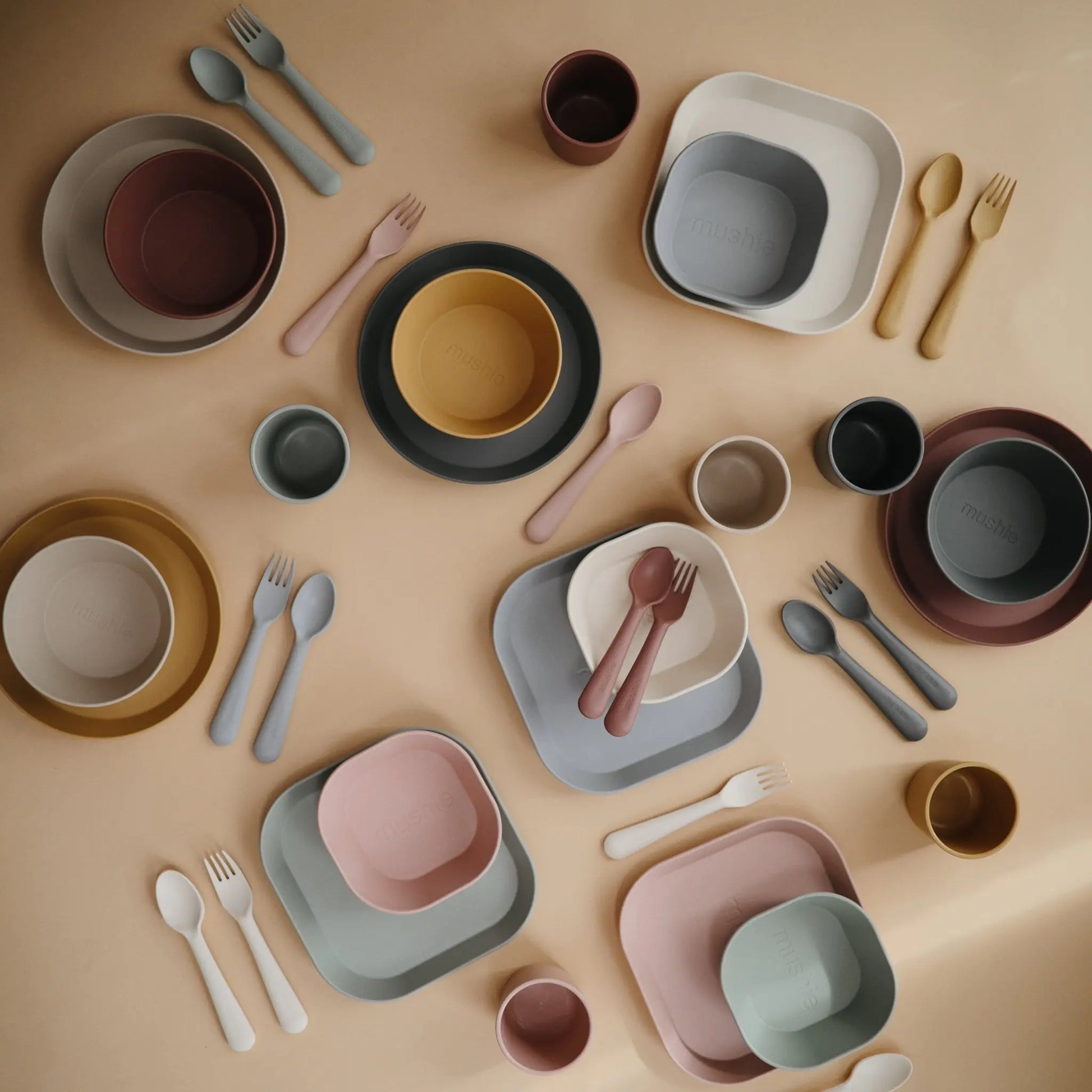 Square Dinnerware Plates for Babies BPA-Free Plastic Microwave and Dishwasher Safe Made in Denmark Mushie