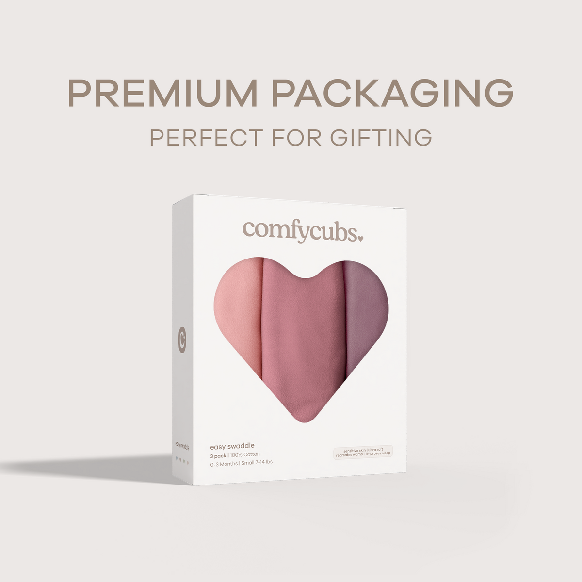 Easy Swaddle Blankets in Blush, Mauve, Mulberry, Pack of 3 by Comfy Cubs at Everetts Place