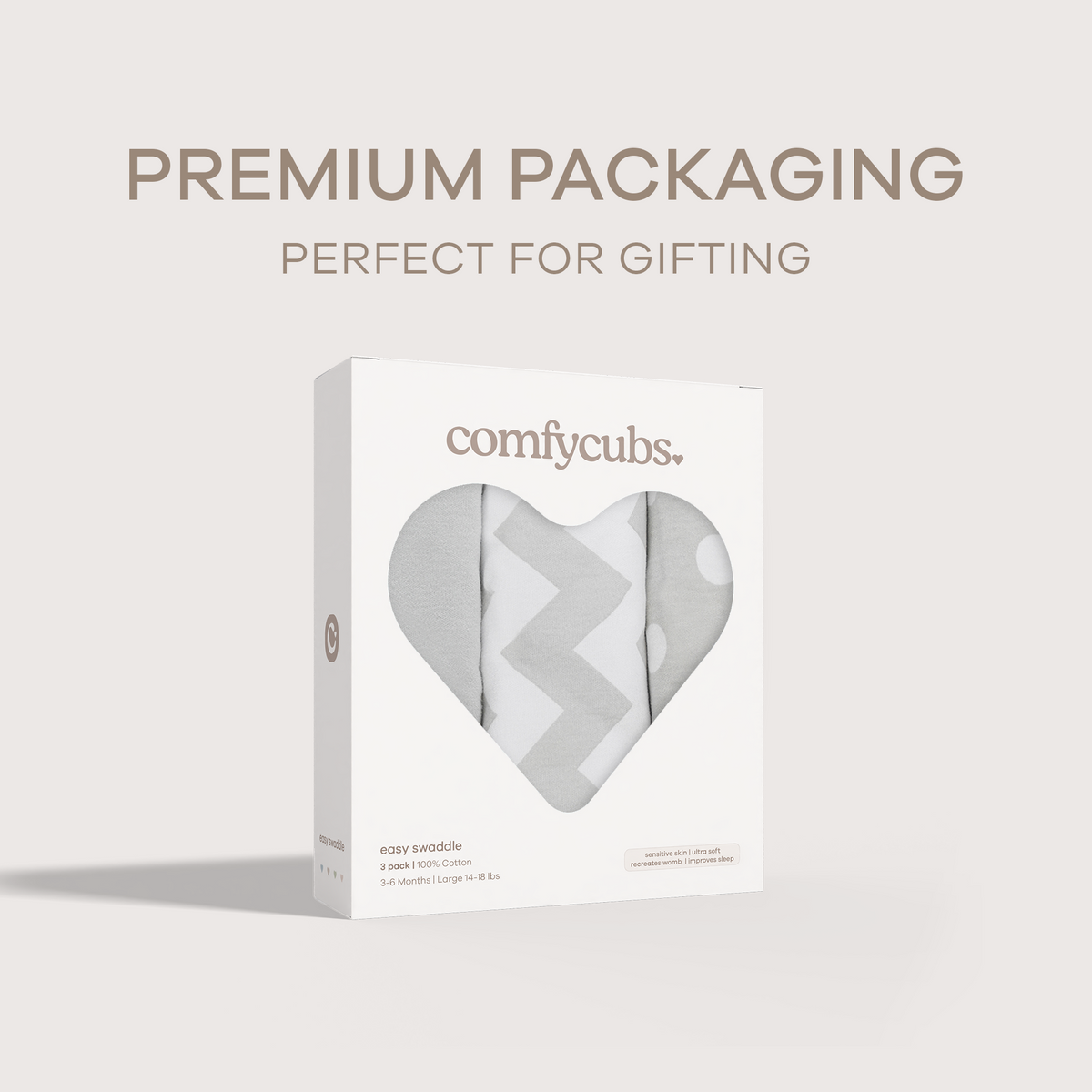 Easy Swaddle Blankets in Grey, Pack of 3 by Comfy Cubs at Everetts Place