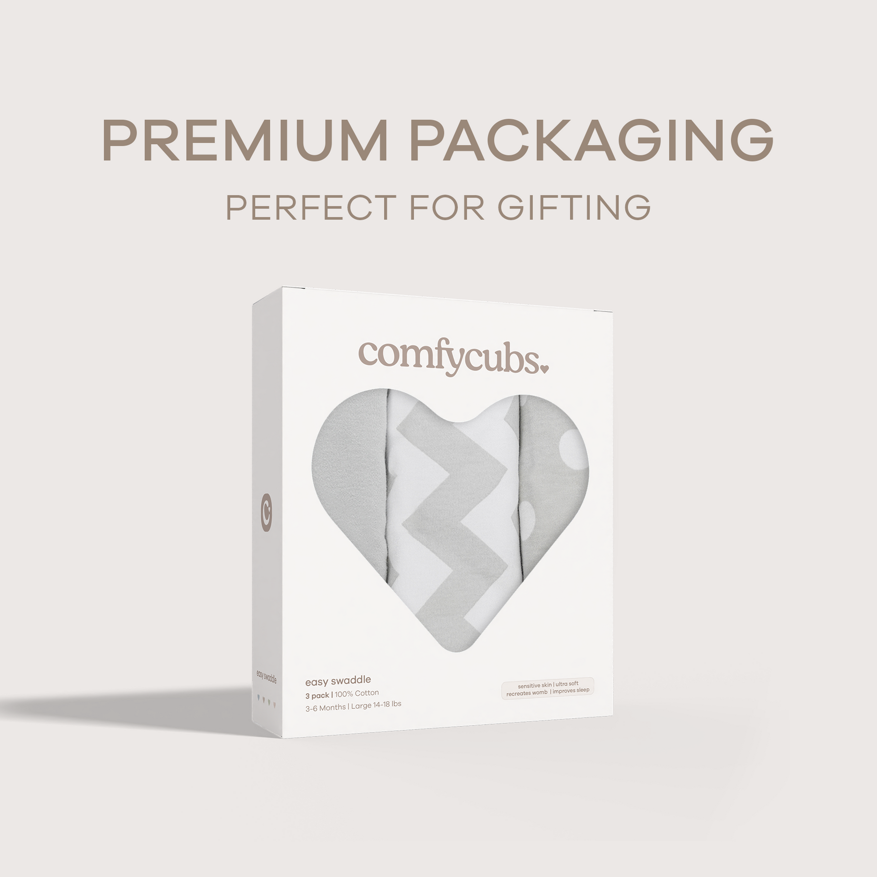 Easy Swaddle Blankets in Grey, Pack of 3 by Comfy Cubs at Everetts Place