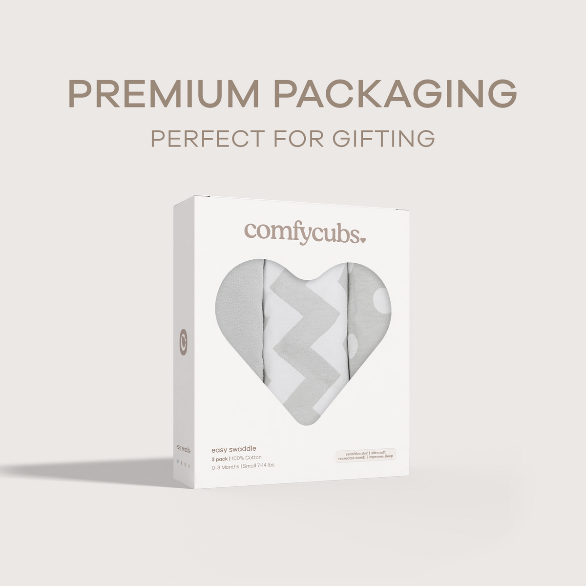 Easy Swaddle Blankets in Grey, Pack of 3 by Comfy Cubs at Everetts Place