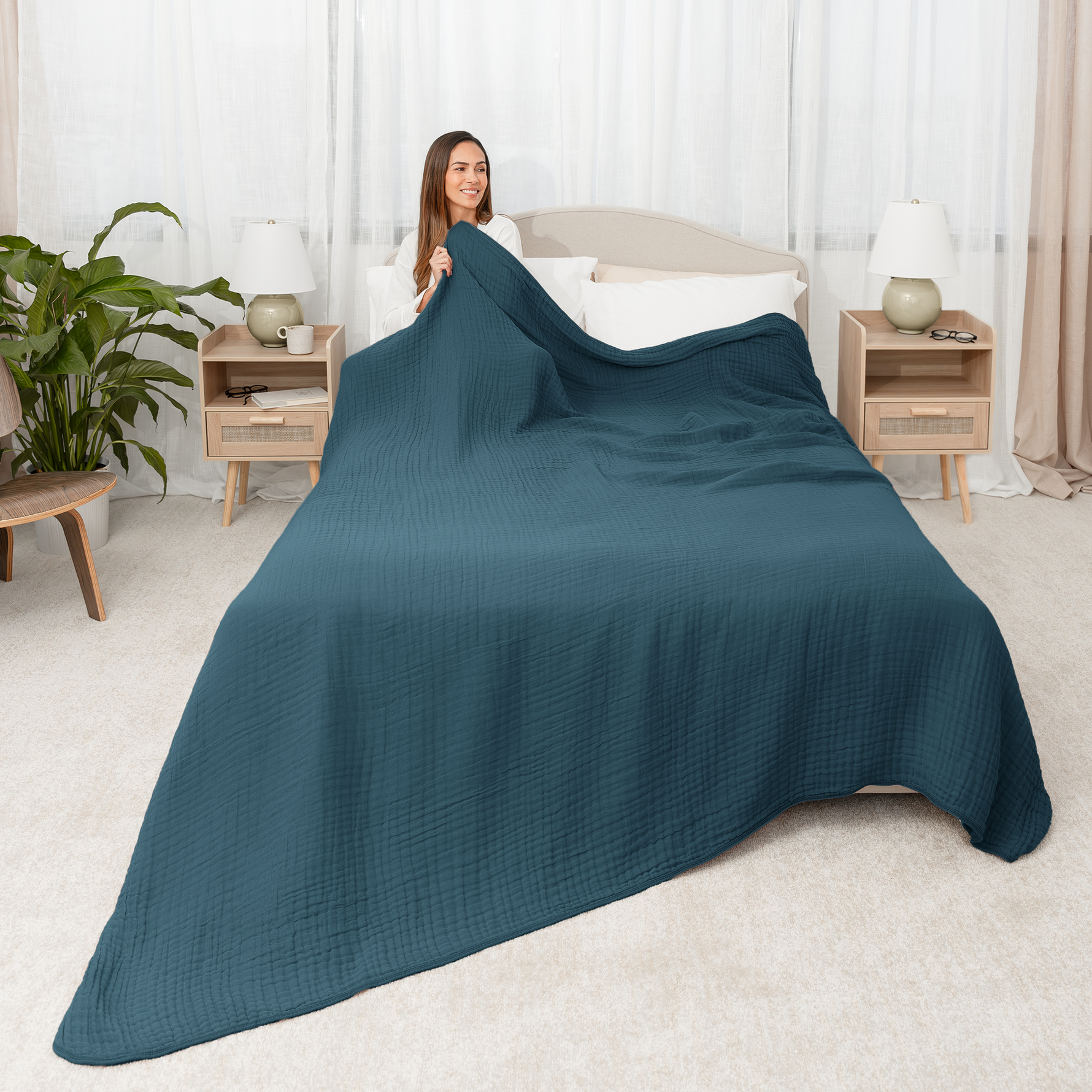 Comfy Cubs - Muslin Blanket for Adults, 6-Layer Bedding by Comfy Cubs - Neptune / Throw: 50" x 60" by Comfy Cubs at Everetts Place