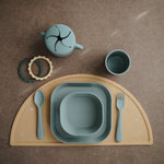 Mushie Square Dinnerware Bowls. Set of eco-friendly silicone bowls for baby & toddler.