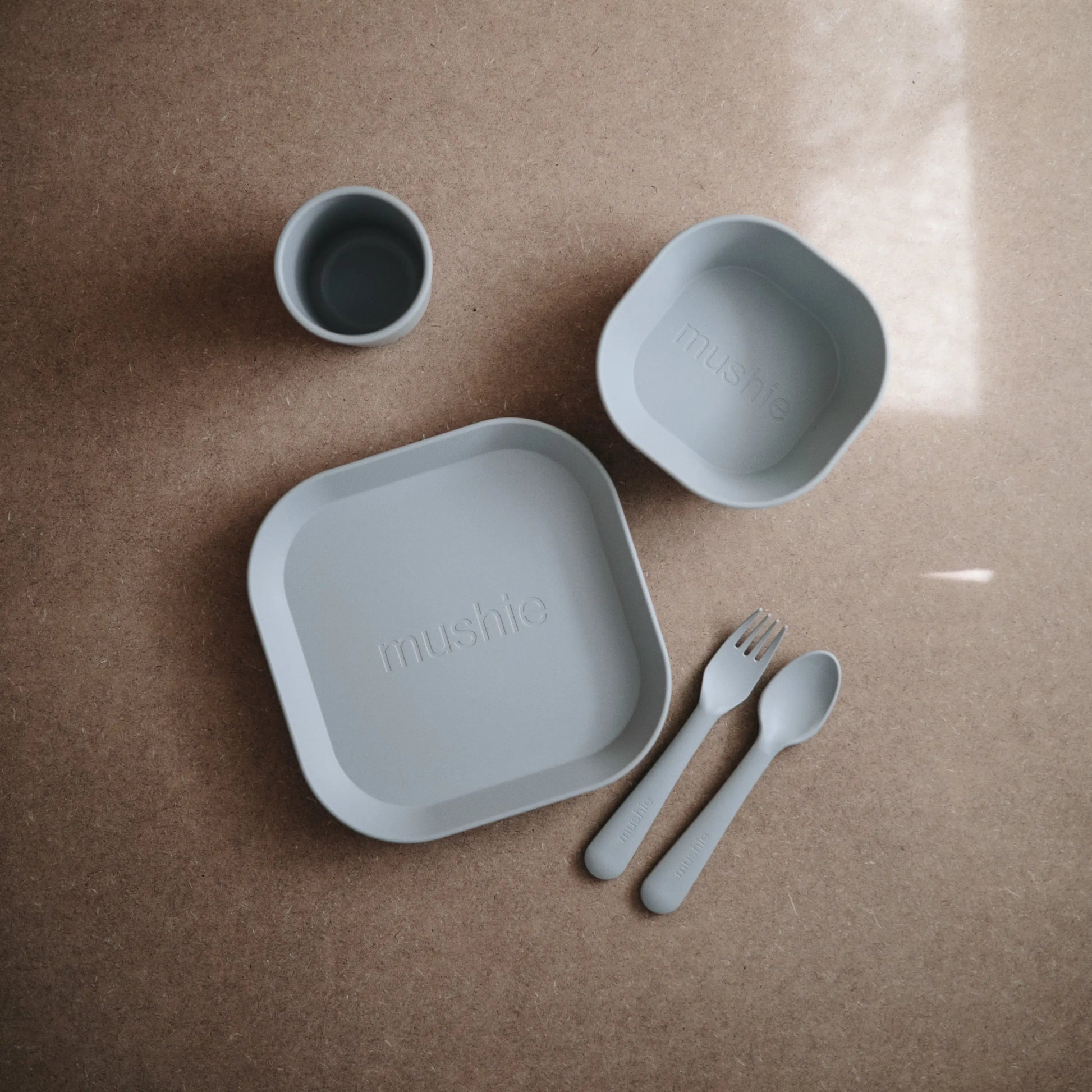 Square Dinnerware Plates for Babies BPA-Free Plastic Microwave and Dishwasher Safe Made in Denmark Mushie