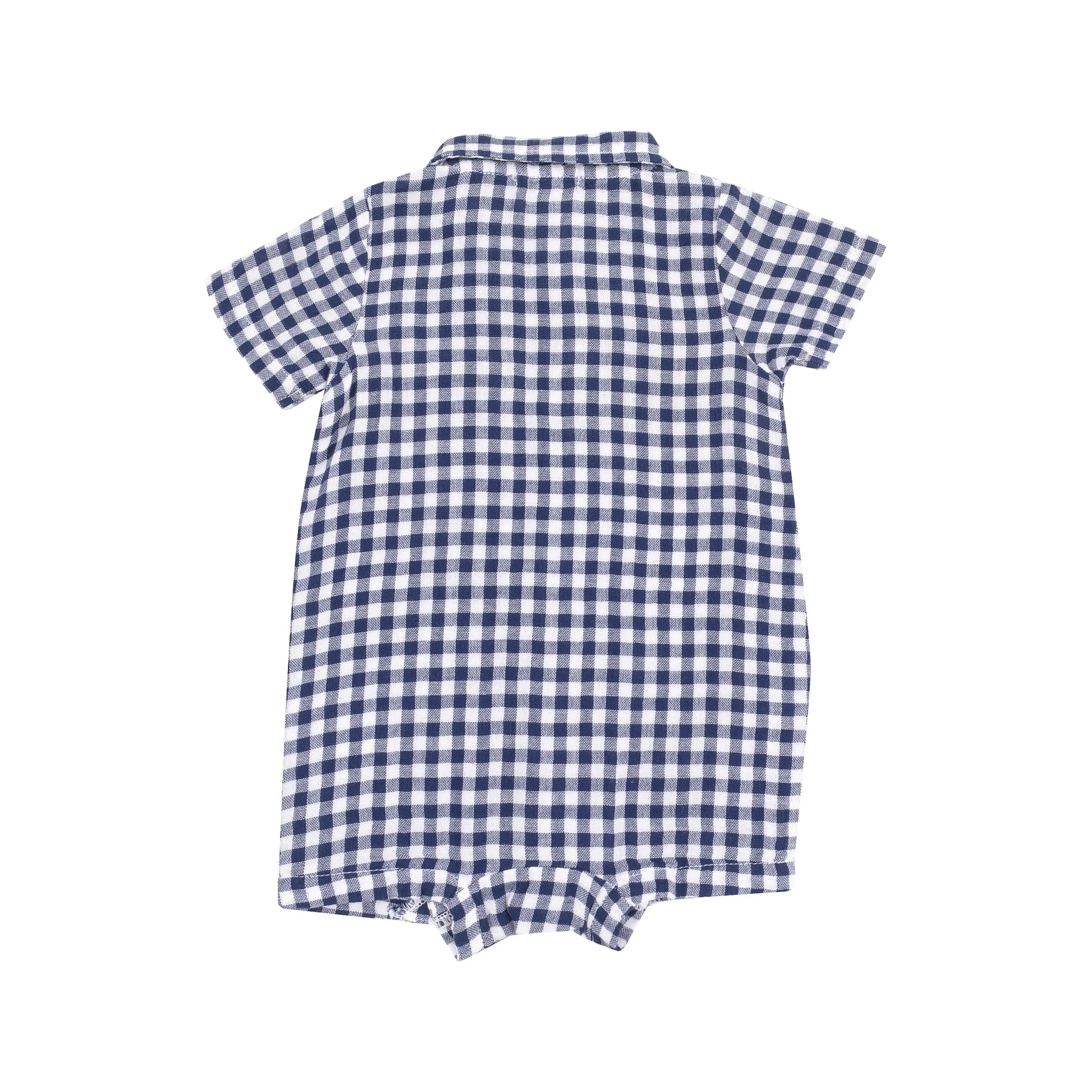Button Down Polo Shortie Navy Gingham.
