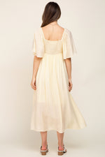Cream Front Tie Ruffle Sleeve Maternity Midi Dress by PinkBlush at Everetts Place