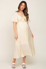 Cream Front Tie Ruffle Sleeve Maternity Midi Dress by PinkBlush at Everetts Place