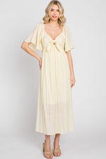 Cream Front Tie Ruffle Sleeve Maternity Midi Dress by PinkBlush at Everetts Place