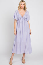 Lavender Front Tie Ruffle Sleeve Midi Dress by PinkBlush at Everetts Place
