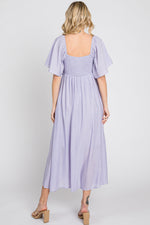 Lavender Front Tie Ruffle Sleeve Midi Dress by PinkBlush at Everetts Place