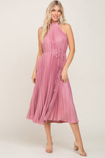 Pink Pleated Maternity Halter Dress by PinkBlush at Everetts Place