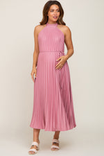 Pink Pleated Maternity Halter Dress by PinkBlush at Everetts Place