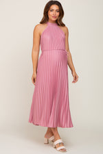 Pink Pleated Maternity Halter Dress by PinkBlush at Everetts Place