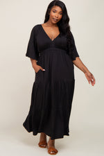 V-Neck Tiered Knit Plus Size Maxi Dress by PinkBlush (view 1 of 4)