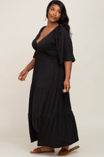 V-Neck Tiered Knit Plus Size Maxi Dress by PinkBlush (view 2 of 4)