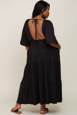 V-Neck Tiered Knit Plus Size Maxi Dress by PinkBlush (view 3 of 4)