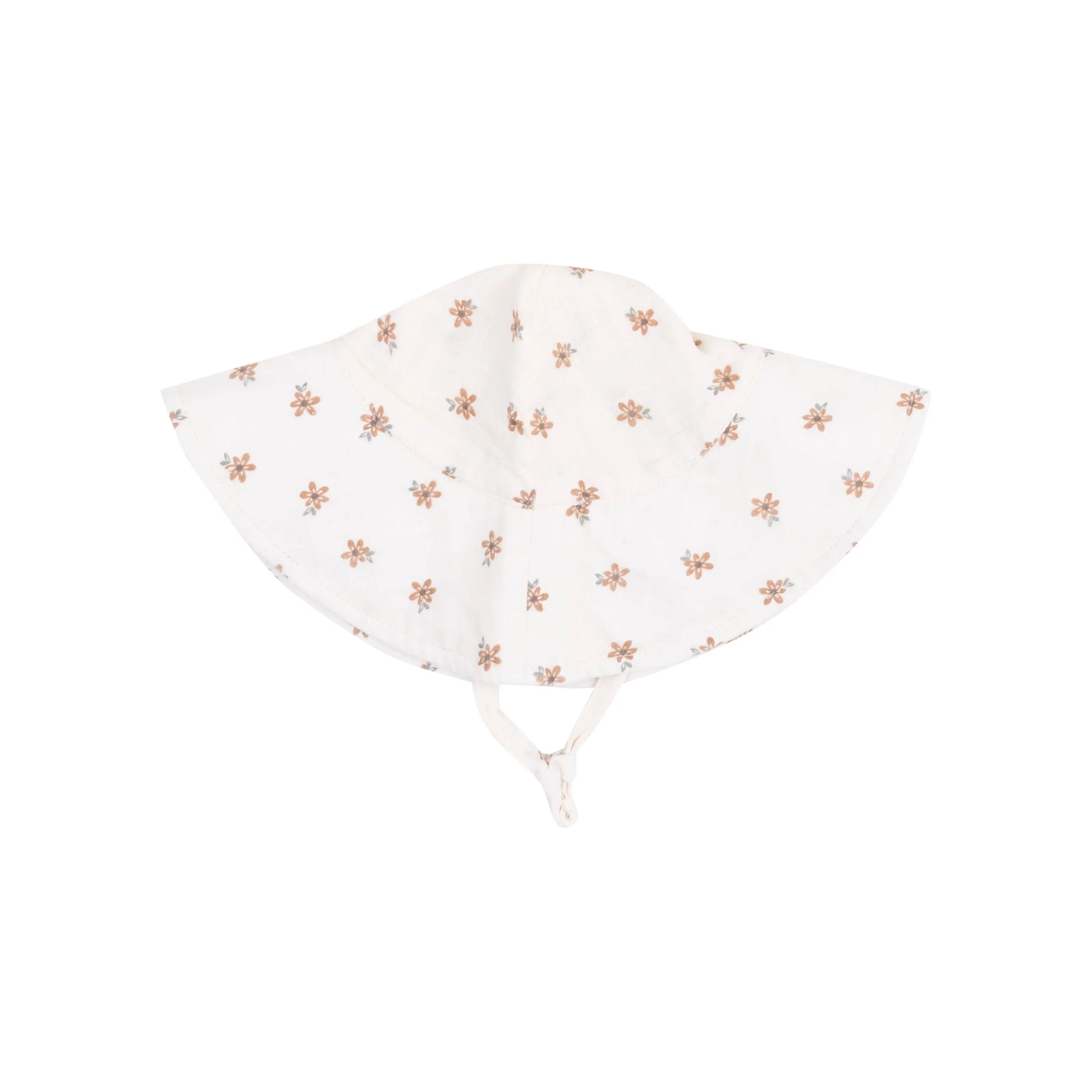 Wide Brim Sunhat Bitty Blooms for Kids Organic Muslin Sun Protection.