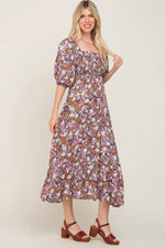 PinkBlush Stylish Floral Maxi Dress with Puff Sleeves for Casual Summer Outings - Apparel & Accessories > Clothing > Dresses