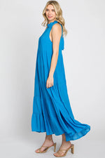 PinkBlush PinkBlush Blue Tiered High Neck Maxi Dress with Ruffled Detail for Women - Apparel & Accessories > Clothing > Dresses