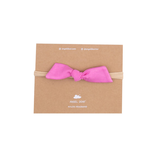Bow With Nylon Headband Solid Strawberry Moon.