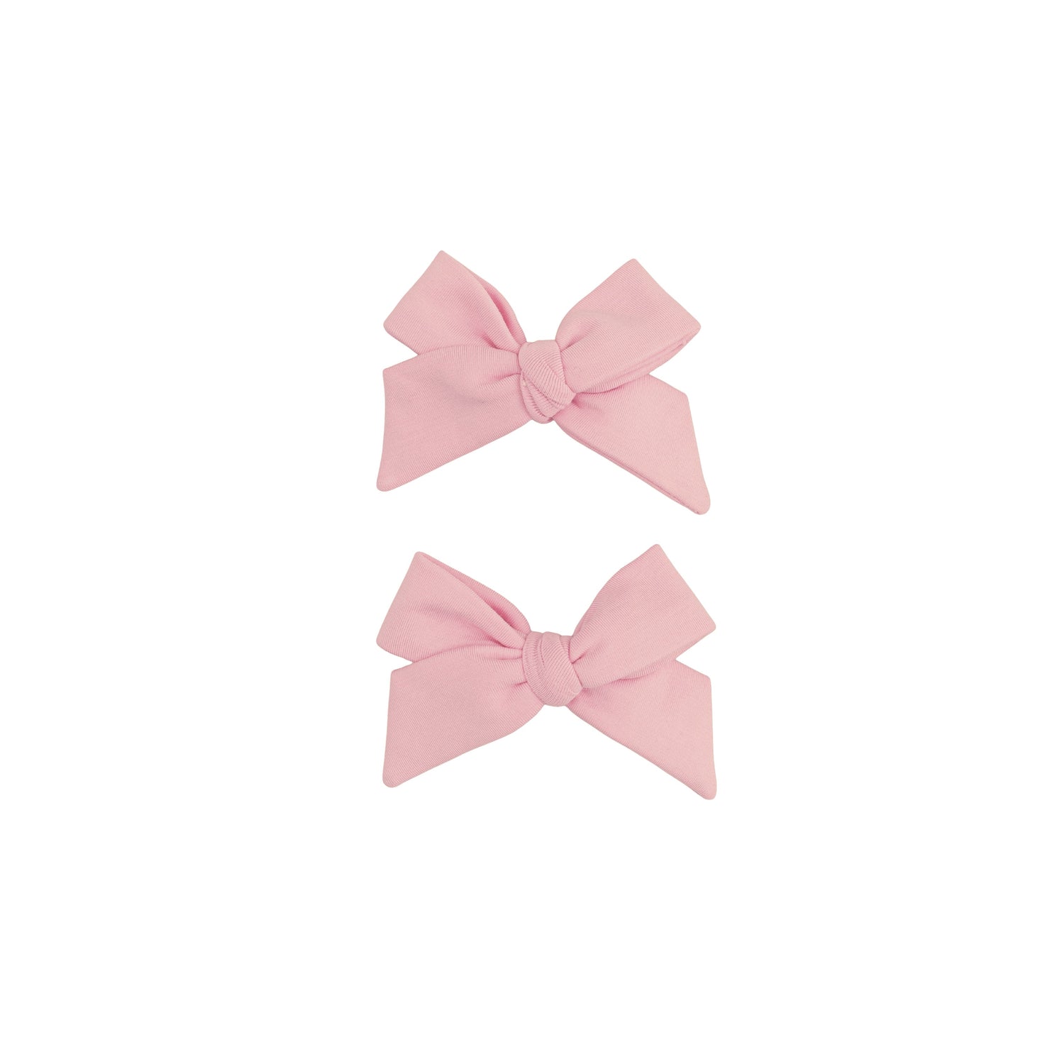 Pair of mellow rose pink bow hair clips for babies and toddlers