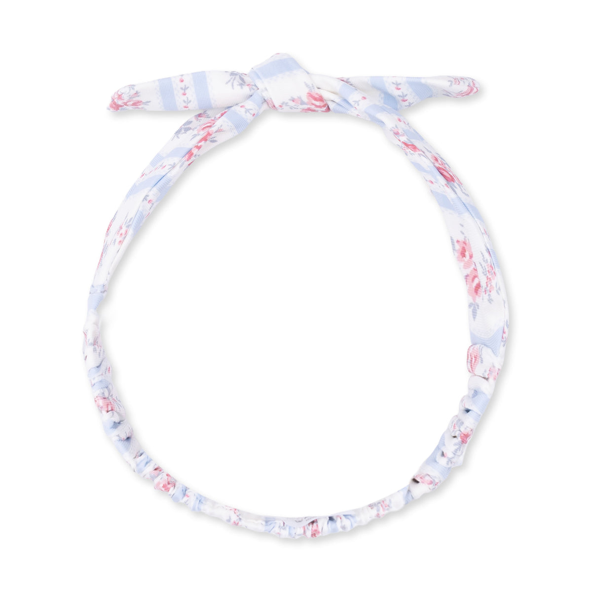Baby knot headband in a floral stripe print with a knot detail at the front