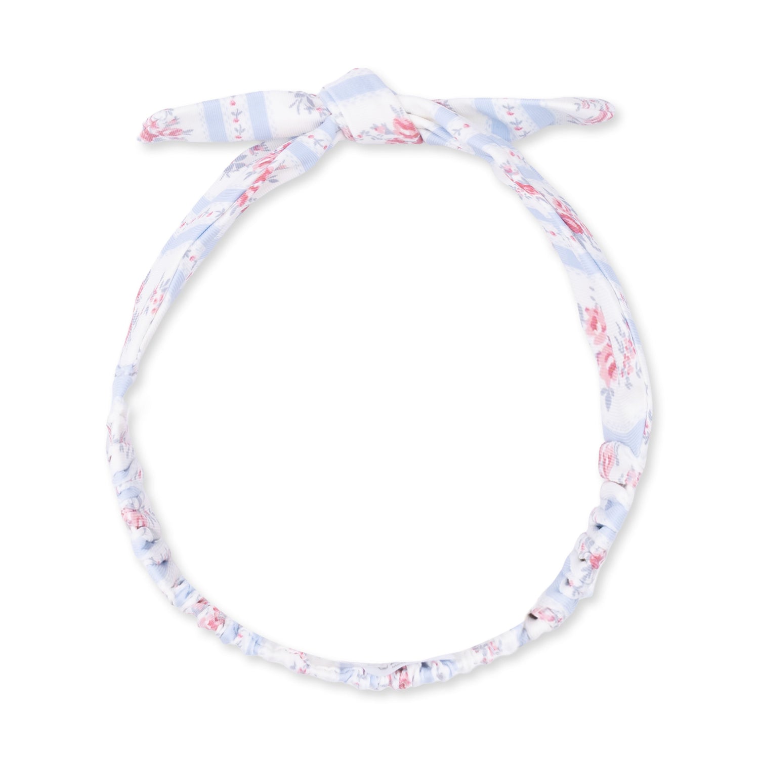 Baby knot headband in a floral stripe print with a knot detail at the front