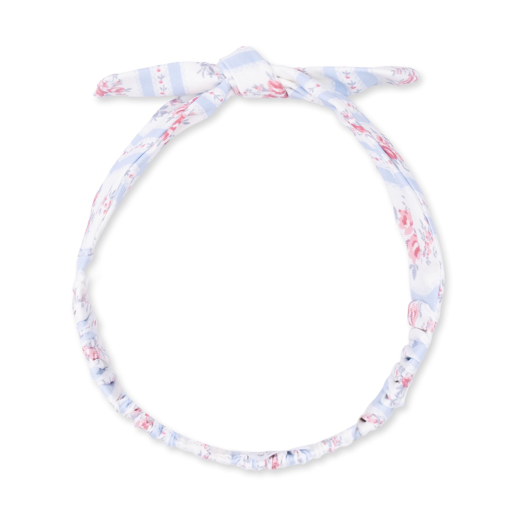 Baby knot headband in a floral stripe print with a knot detail at the front