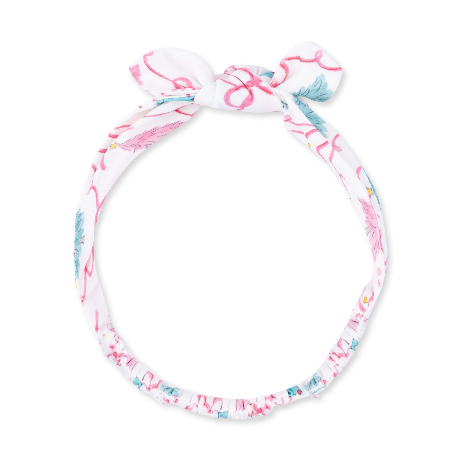 Baby knot headband in a bow and trellis tree print