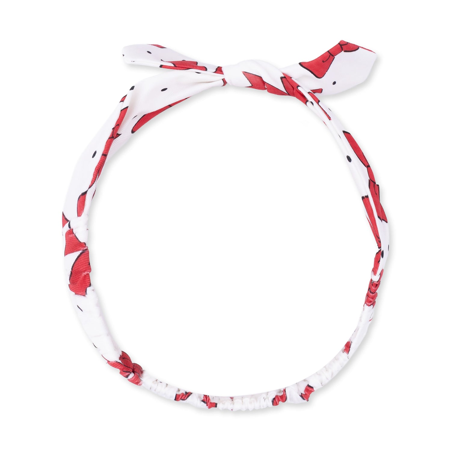 Baby knot headband in a festive bows print with a knotted detail at the front