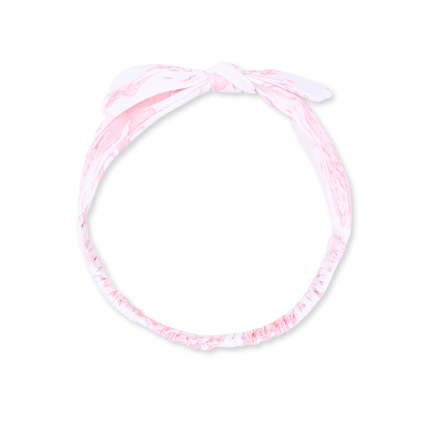 Knot headband in pink golf toile print with a classic knotted detail at the front