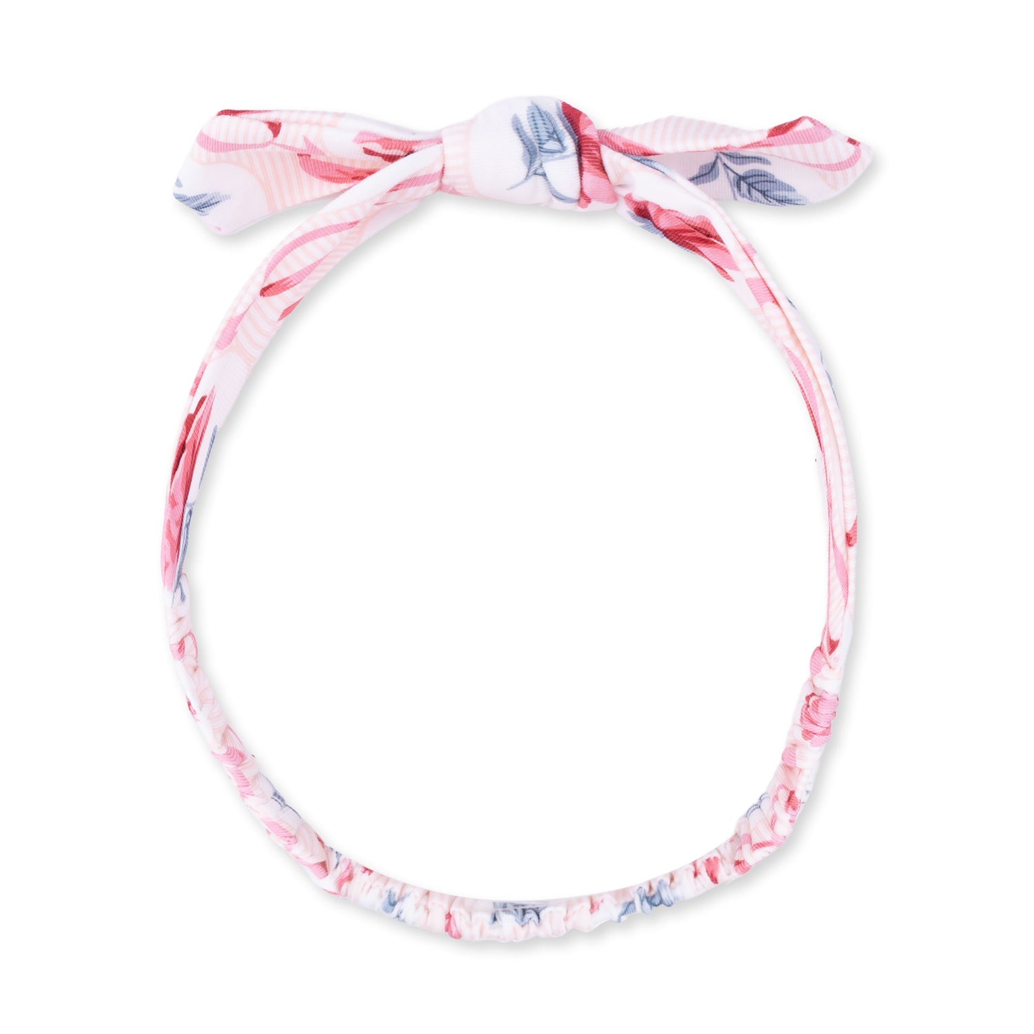 Baby knot headband in a Leslie Rose floral print with a knotted bow detail at the front