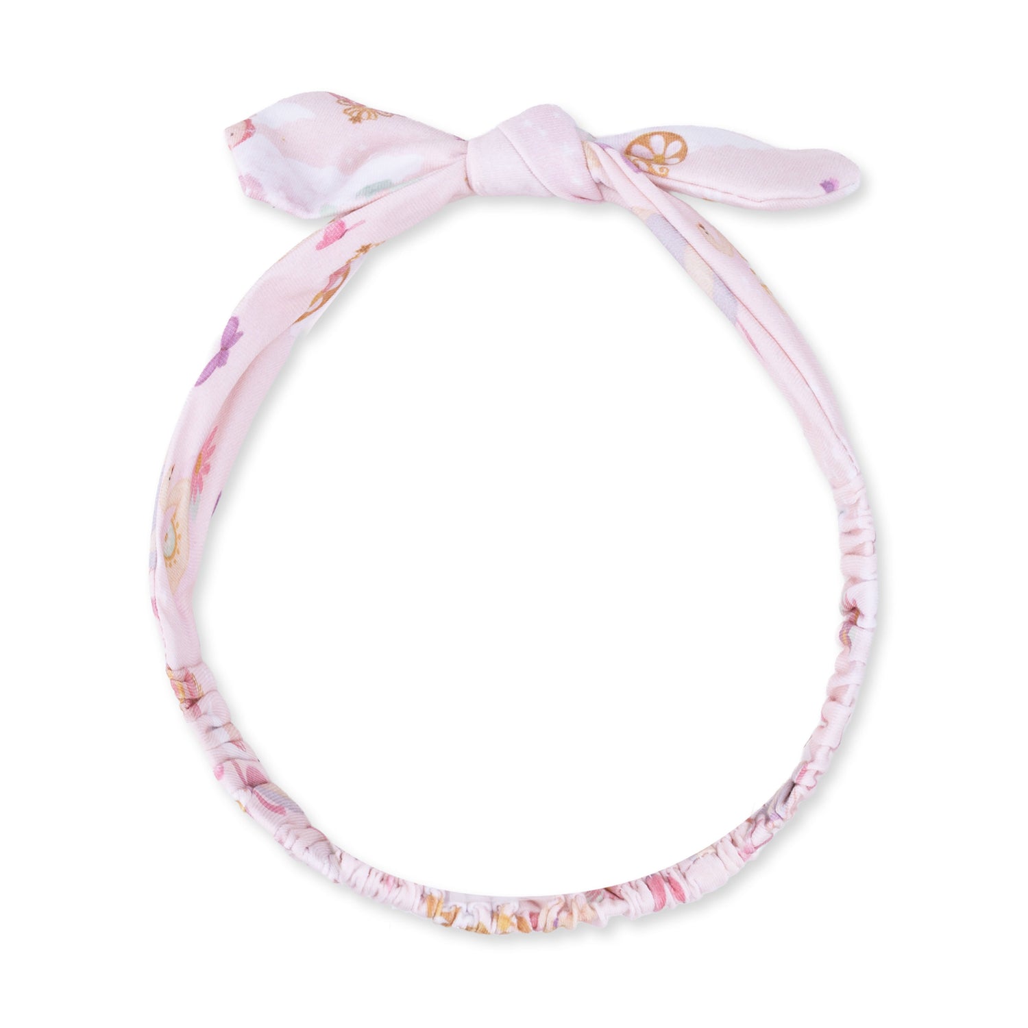 Baby knot headband with a princess unicorns and castle print